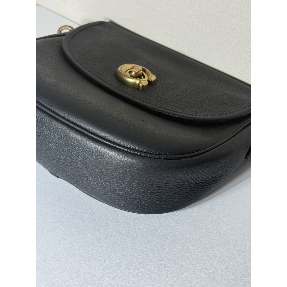 Coach Willow Saddle Bag Black Pebble Leather Crossbody Gold Turn lock CA094 - Picture 5 of 16